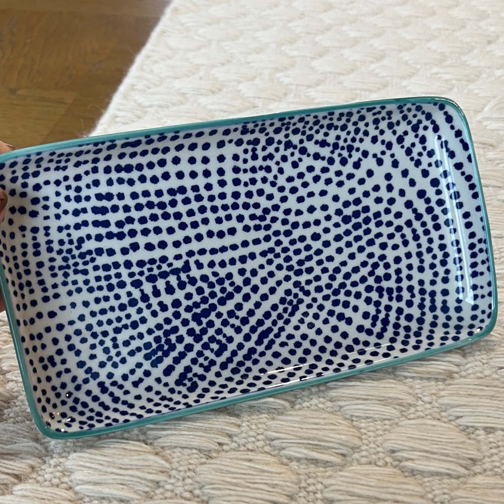 NWT Storables Navy Dotted Rectangular Tray
